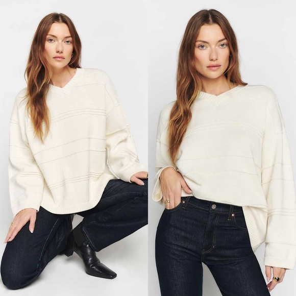 REFORMATION Brandy Cotton Ivory Sweater - Picture 1 of 5